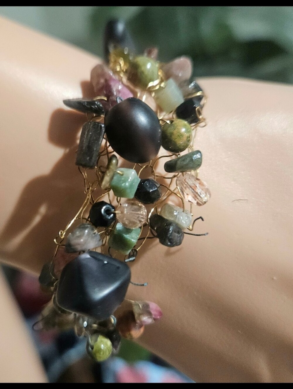 Boho Wire Wrapped Gemstone Charm Wrap Bracelet